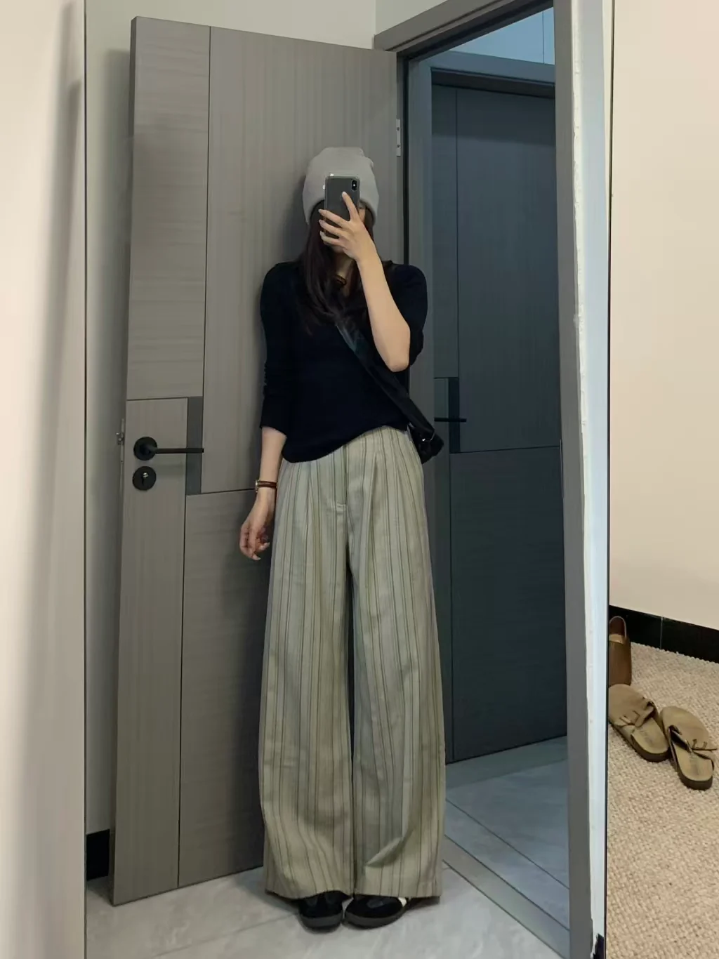 High-Waist Striped Wide-Leg Trousers - kcplan