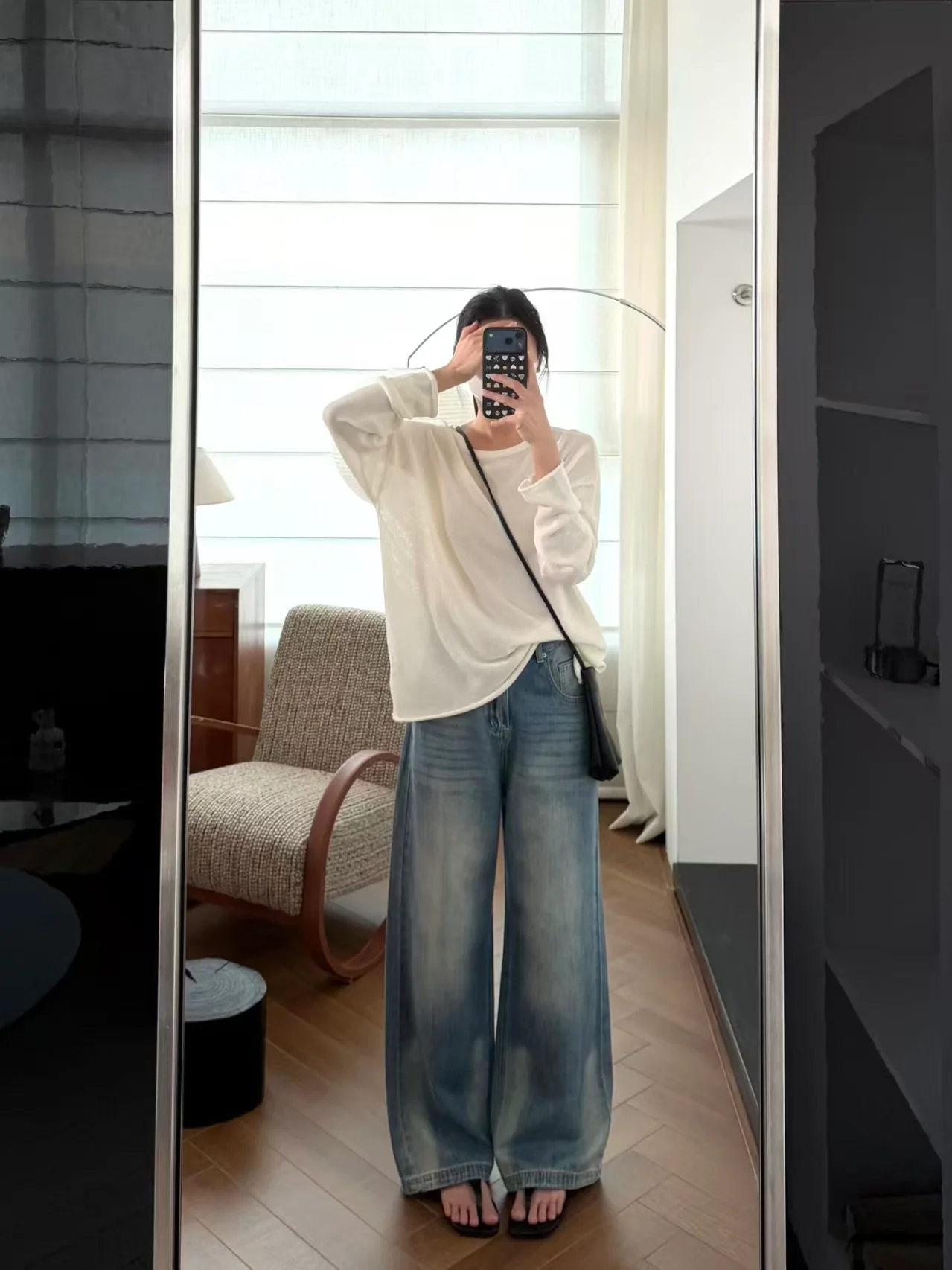 Sheer Knit Drop-Shoulder Oversized Top - kcplan